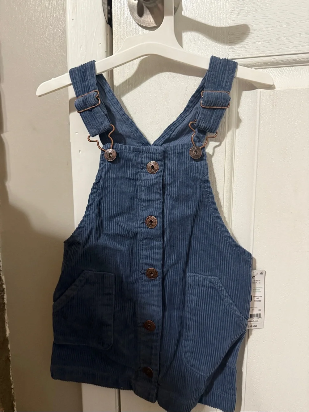 OshKosh B'gosh Navy Blue Corduroy Button-Front Kids One-Piece
